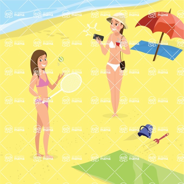 Nature Backgrounds, Patterns and Frames Themed Graphic Collection - Vector Summer Beach Illustration